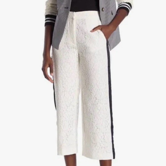 RACHEL Rachel Roy Striped Lace Sleeve Blazer Size 6 - Matching Lace Pants Size 4 - Picture 3 of 9